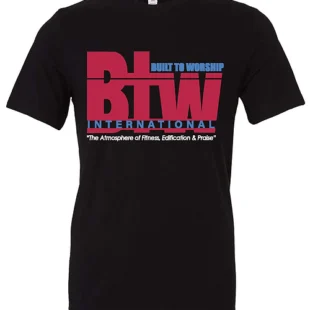 BTW BLACK TEE WITH RED BLUE & WHITE LOGO